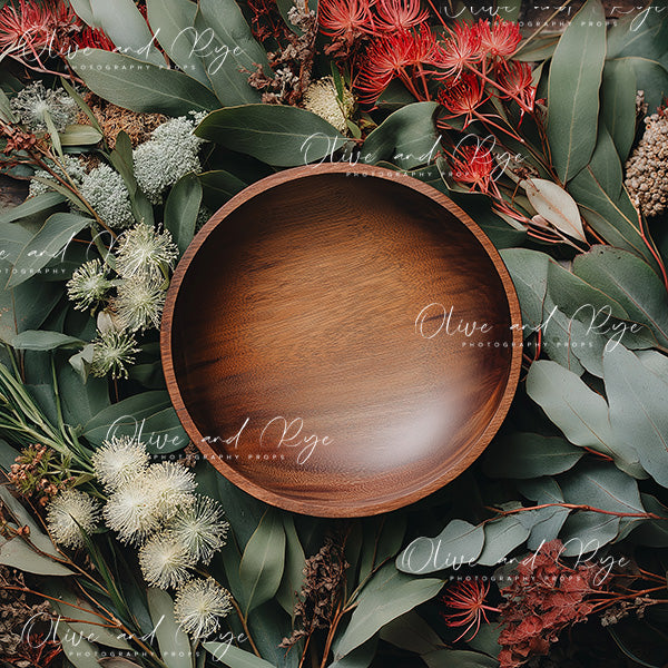 Australian Florals and Bowl Newborn Digital Photo backdrop