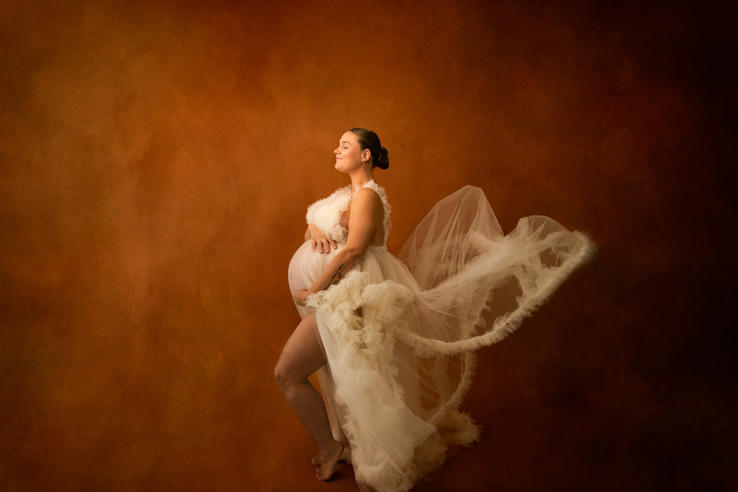 Elegant Maternity Gown - Beige