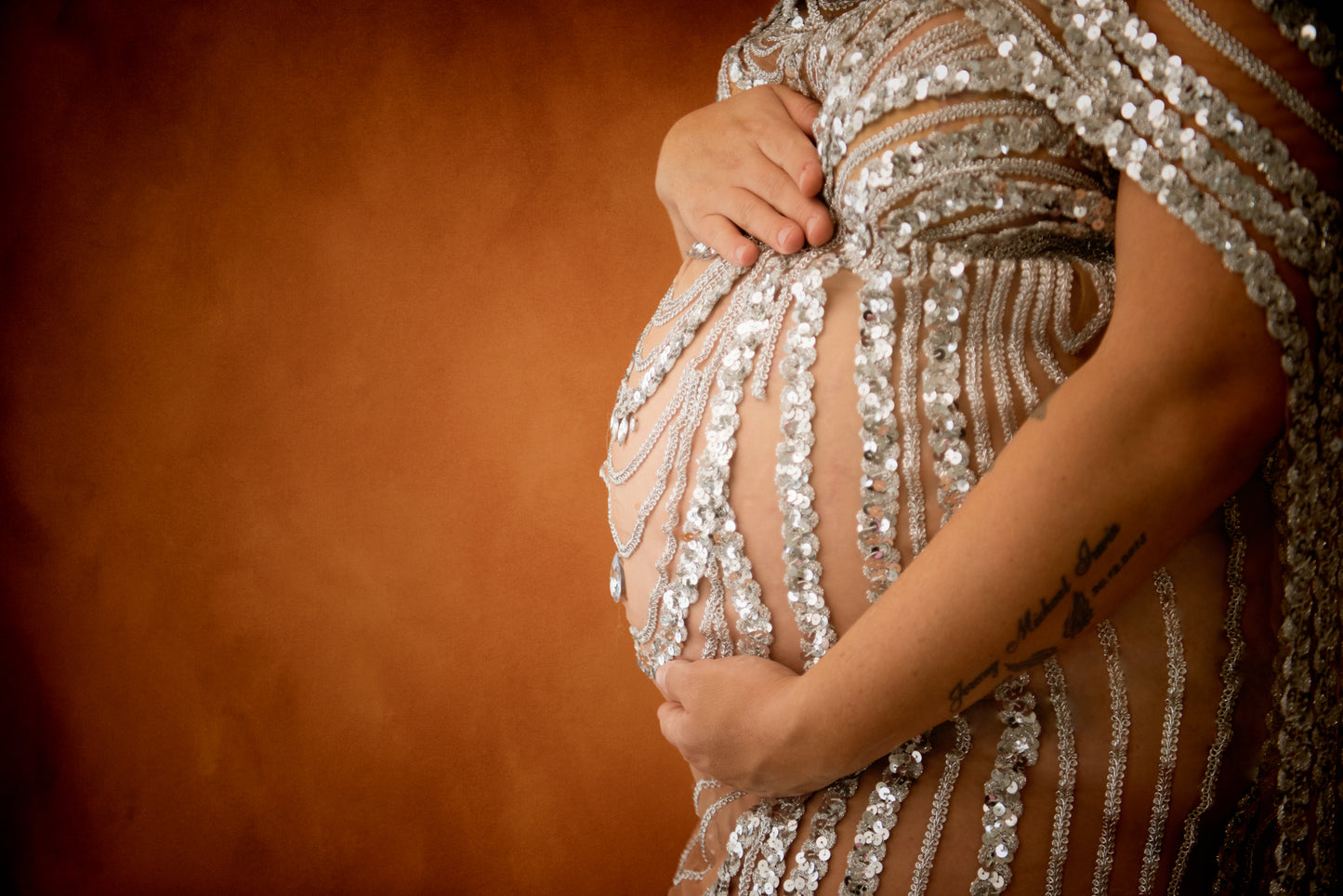 Sequin Trailing Maternity Gown