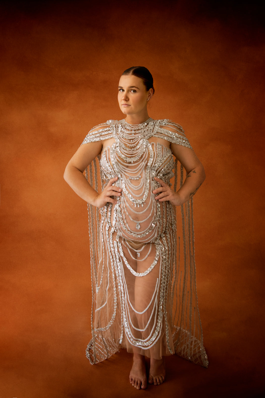 Sequin Trailing Maternity Gown