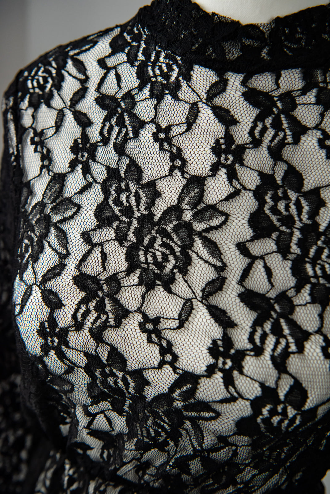 Black Lace Body Suit with Soft Chiffon Skirt