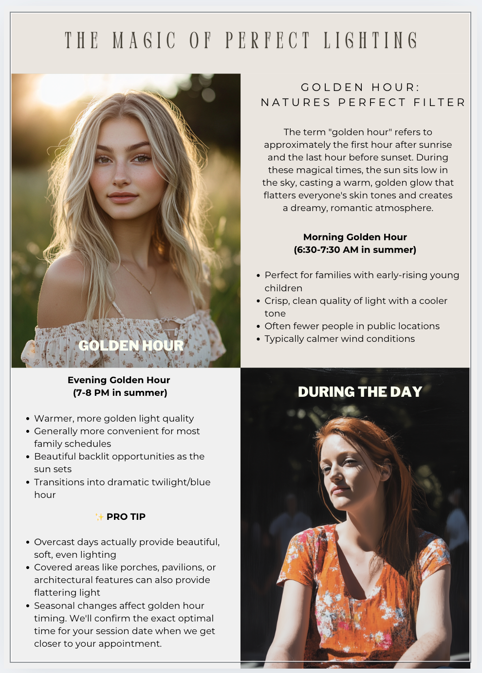 Editable Outdoor Family Session Prep Guide for Photographers - CANVA Template