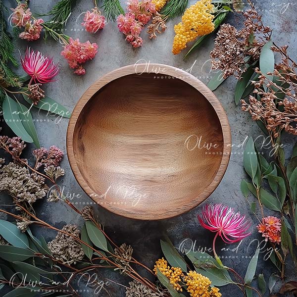 Simple Australian Florals with Bowl Newborn Digital Photo backdrop