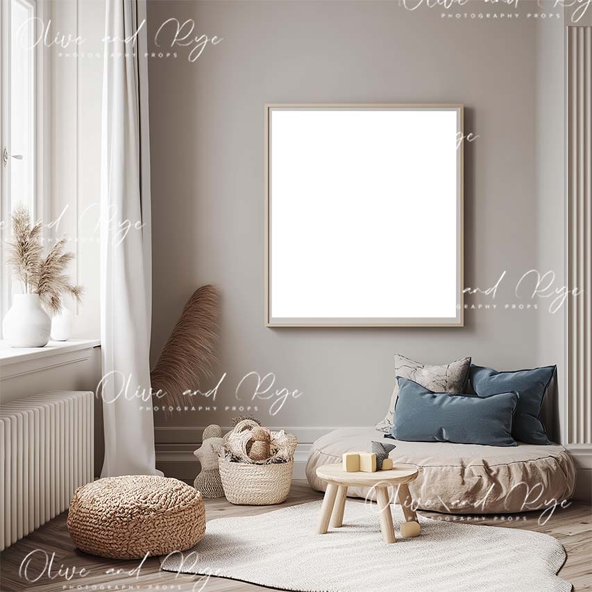 Baby Playroom Wall Guide Digital Backdrop – Showcase Your Work in a Fun, Playful Nursery Setting