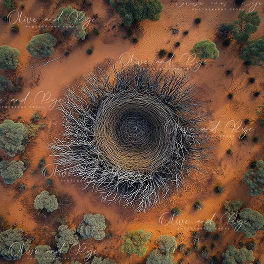 Australian Outback Aerial View Nest Newborn Digital Photo Backdrop