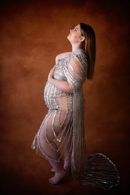 Sequin Trailing Maternity Gown