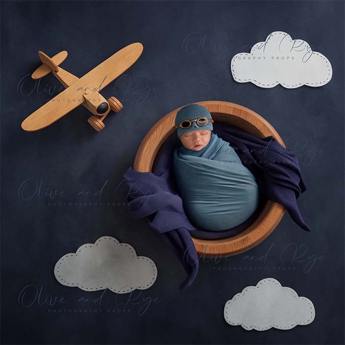 Aviator Dreams Newborn Digital Backdrop – Vintage Charm Meets Whimsy in a Ready-to-Use Scene