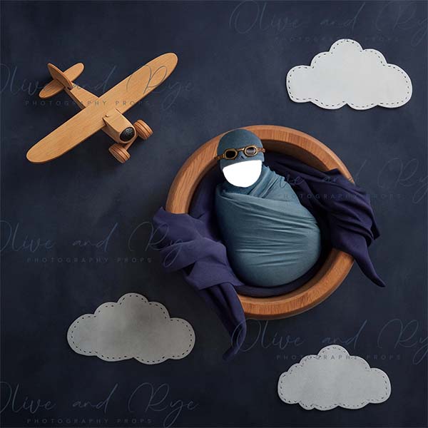 Aviator Dreams Newborn Digital Backdrop – Vintage Charm Meets Whimsy in a Ready-to-Use Scene