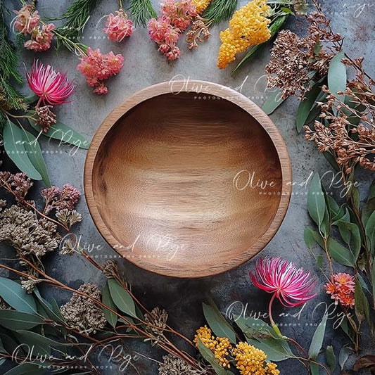 Simple Australian Florals with Bowl Newborn Digital Photo backdrop