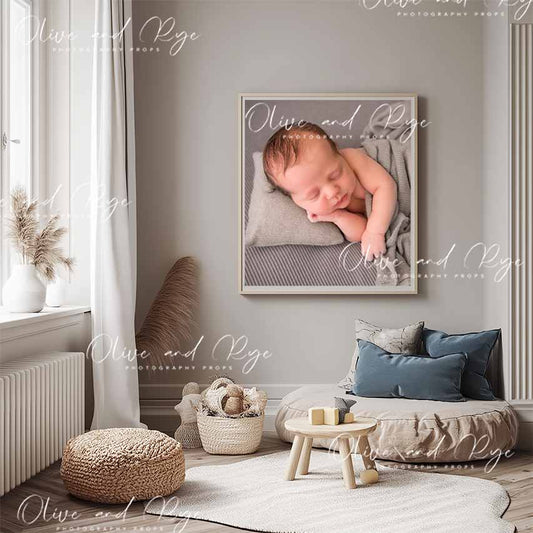 Baby Playroom Wall Guide Digital Backdrop – Showcase Your Work in a Fun, Playful Nursery Setting