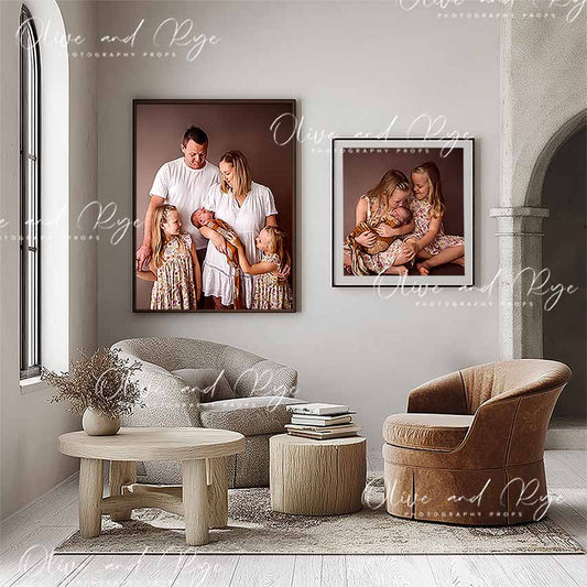 Tuscan Sitting Room Wall Guide/Frame Mockup Digital Backdrop – Showcase Your Work in a Home that Reflects Your Client’s Style